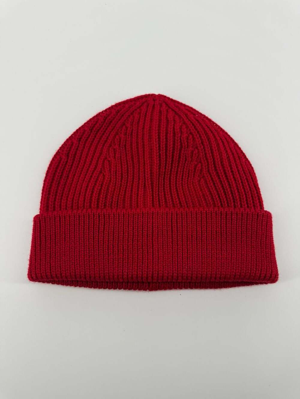Andersen-Andersen 100% Merino Wool Red Rib Knit Beanie Hat